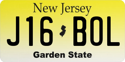 NJ license plate J16BOL