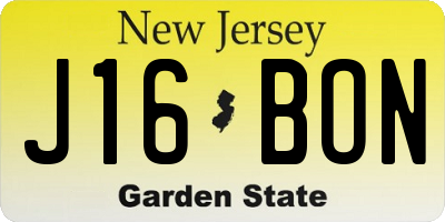 NJ license plate J16BON