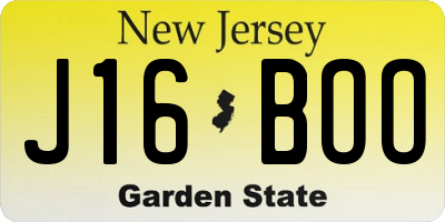 NJ license plate J16BOO