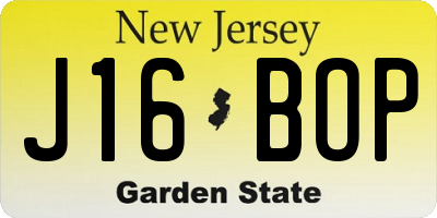NJ license plate J16BOP
