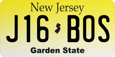 NJ license plate J16BOS