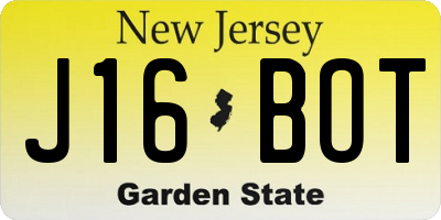 NJ license plate J16BOT