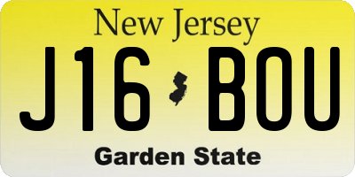 NJ license plate J16BOU