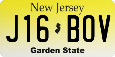 NJ license plate J16BOV