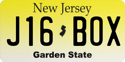 NJ license plate J16BOX
