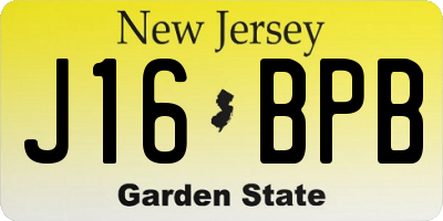 NJ license plate J16BPB