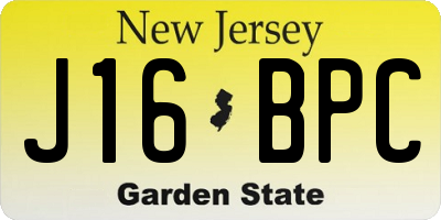 NJ license plate J16BPC