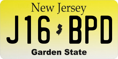 NJ license plate J16BPD
