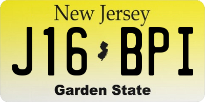 NJ license plate J16BPI