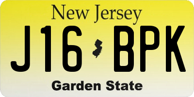 NJ license plate J16BPK
