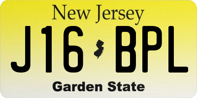 NJ license plate J16BPL
