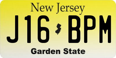 NJ license plate J16BPM