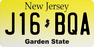 NJ license plate J16BQA