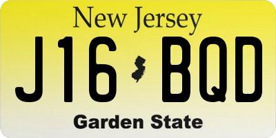 NJ license plate J16BQD