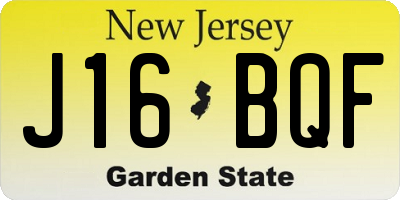 NJ license plate J16BQF