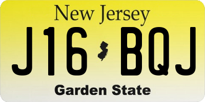 NJ license plate J16BQJ