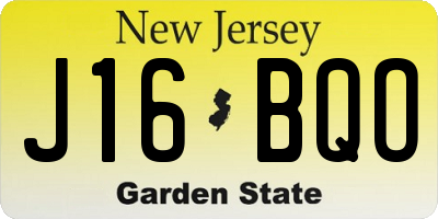 NJ license plate J16BQO