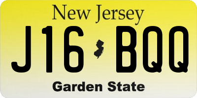 NJ license plate J16BQQ