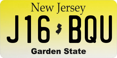 NJ license plate J16BQU