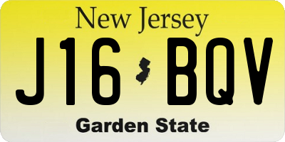 NJ license plate J16BQV