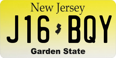 NJ license plate J16BQY