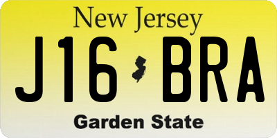 NJ license plate J16BRA