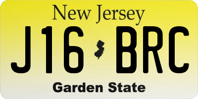 NJ license plate J16BRC