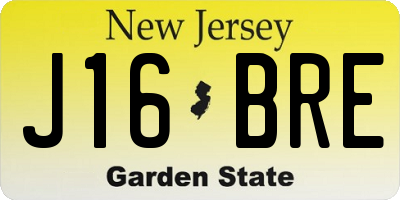 NJ license plate J16BRE