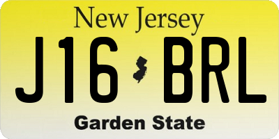 NJ license plate J16BRL