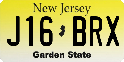 NJ license plate J16BRX