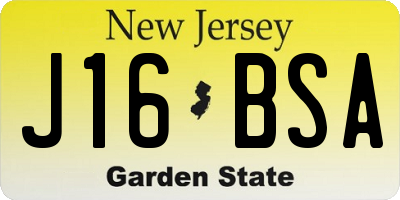 NJ license plate J16BSA