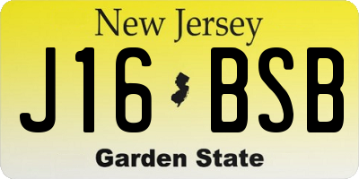 NJ license plate J16BSB
