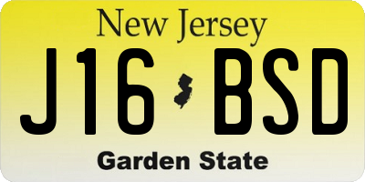 NJ license plate J16BSD