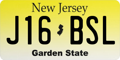 NJ license plate J16BSL