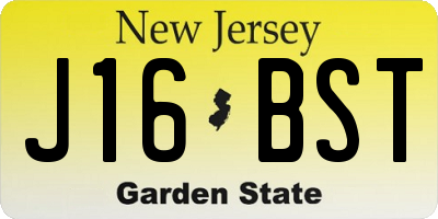 NJ license plate J16BST