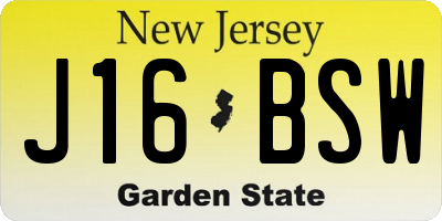 NJ license plate J16BSW