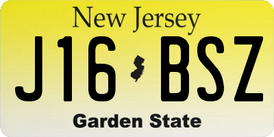 NJ license plate J16BSZ
