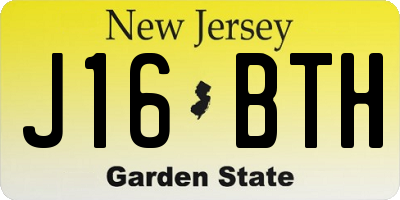 NJ license plate J16BTH
