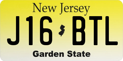 NJ license plate J16BTL