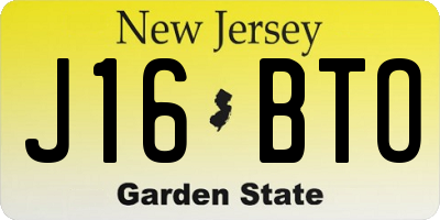 NJ license plate J16BTO