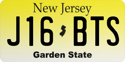 NJ license plate J16BTS