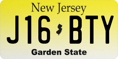 NJ license plate J16BTY