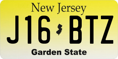 NJ license plate J16BTZ
