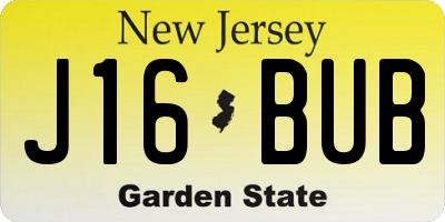 NJ license plate J16BUB