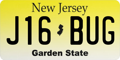 NJ license plate J16BUG