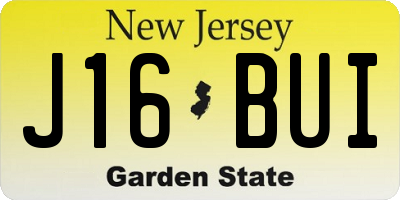 NJ license plate J16BUI