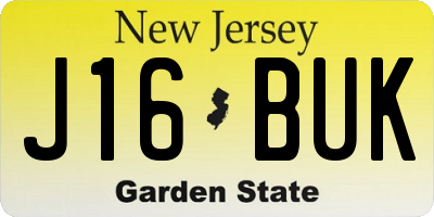 NJ license plate J16BUK