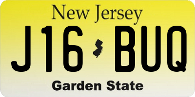 NJ license plate J16BUQ