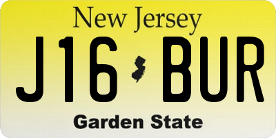 NJ license plate J16BUR