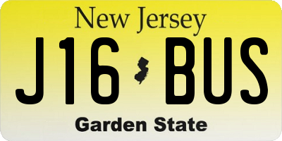NJ license plate J16BUS